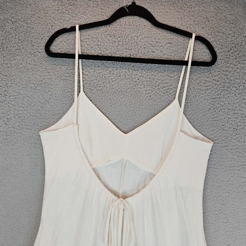 Topshop Jumpsuit Womens Sz 8 Wide Leg Sheer Low Back Beach Wear Oversized Ivory - Picture 9 of 16